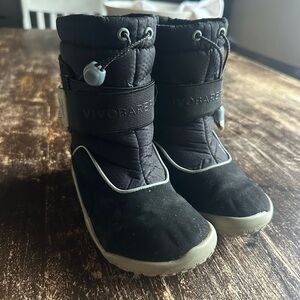 Vivo barefoot Black Kids Snow Boots